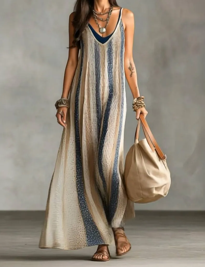 Knit Stripe Slip Maxi Dress
