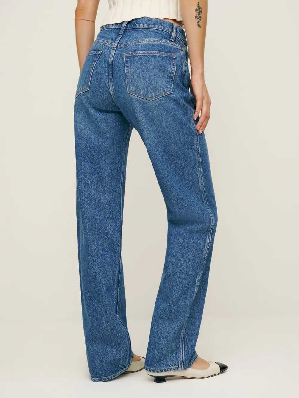 90s Style Mid Rise Straight Jeans