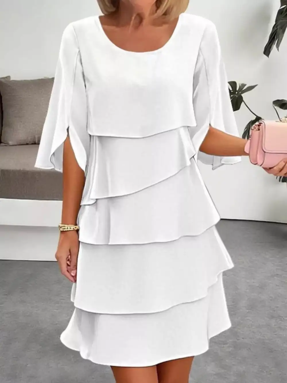 Ruffle Flutter Sleeve Midi Dress