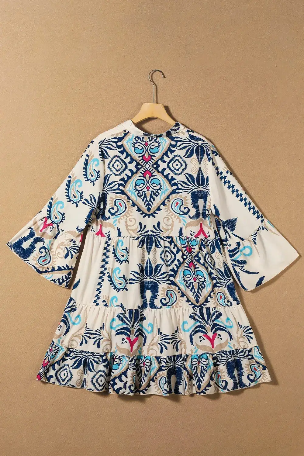 Easy Fit Printed Mini Tie Detail Dress