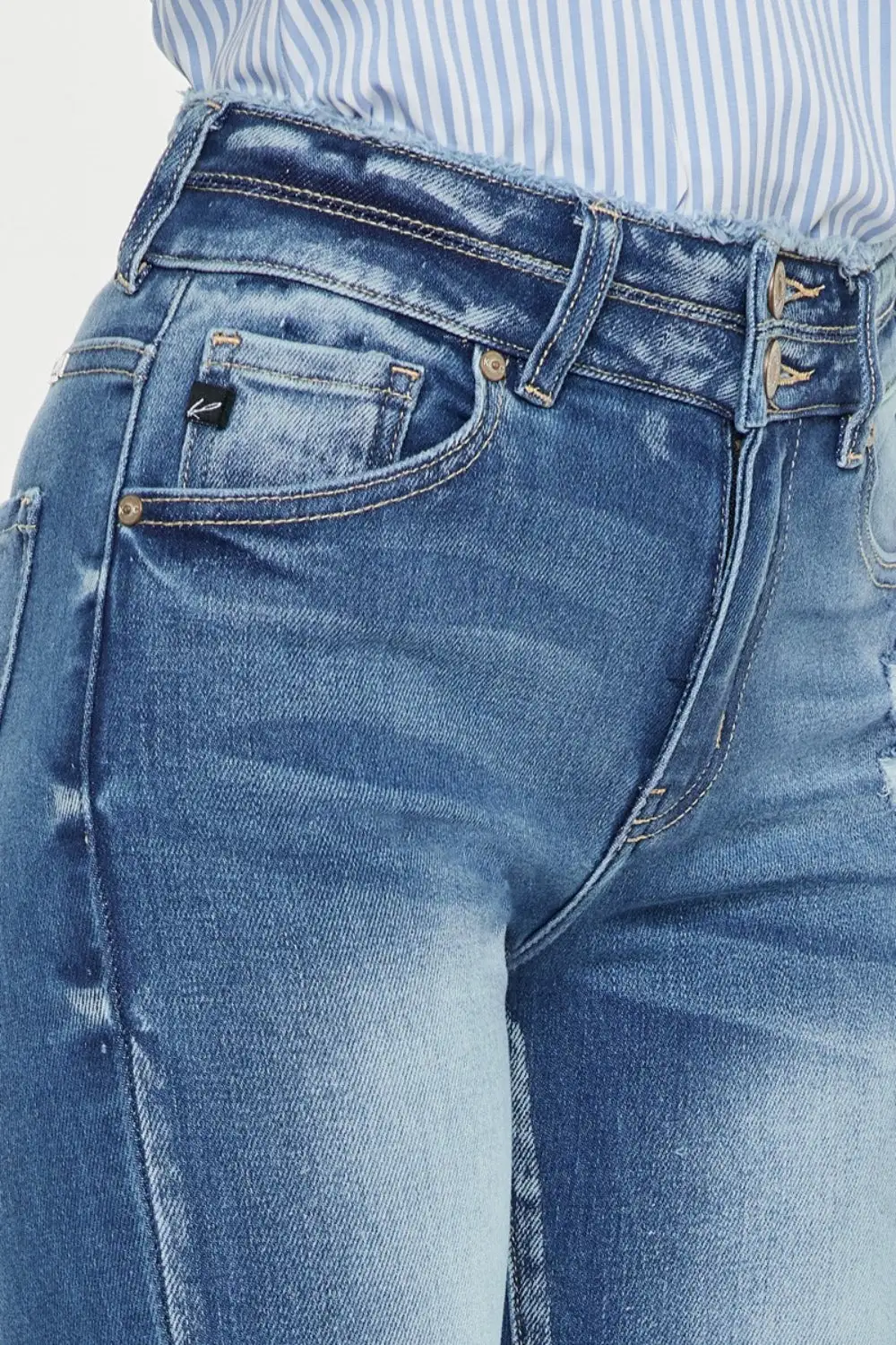 High Waist Raw Hem Distressed Denim Jeans