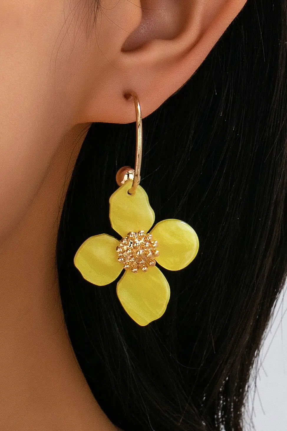 Acrylic Floral Dangle Hoop arrings