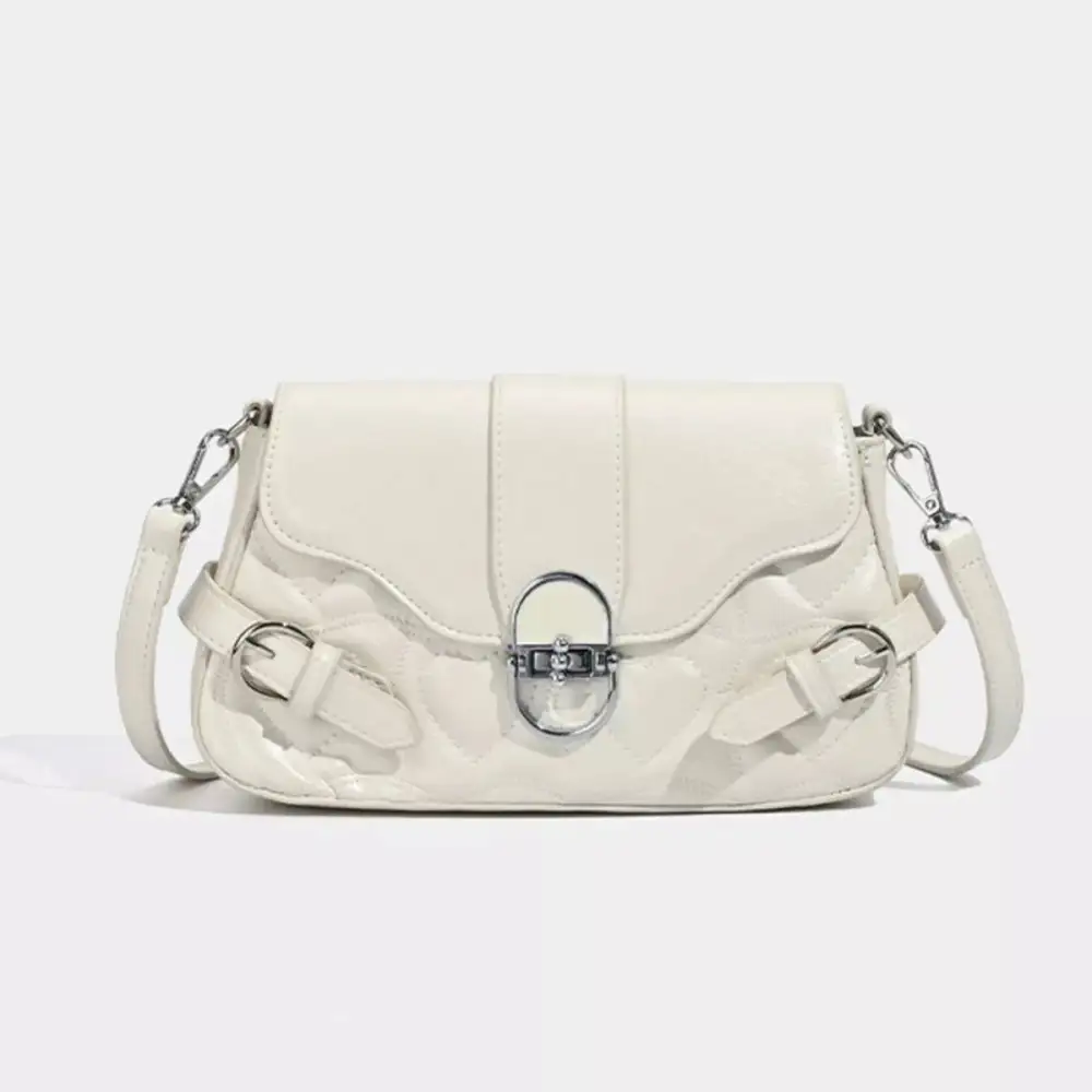 Quilted Flap Buckle Decor Crossbody Bag