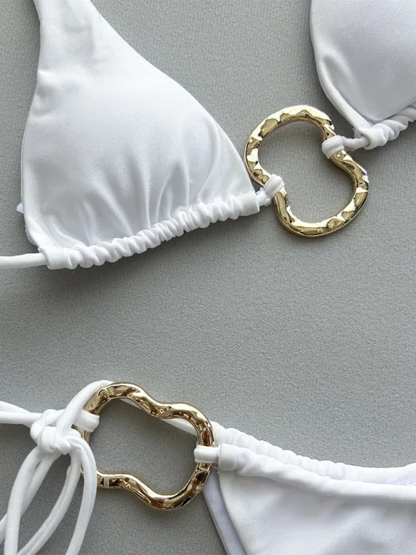 Deep V Clean Bikini Top Swim Set