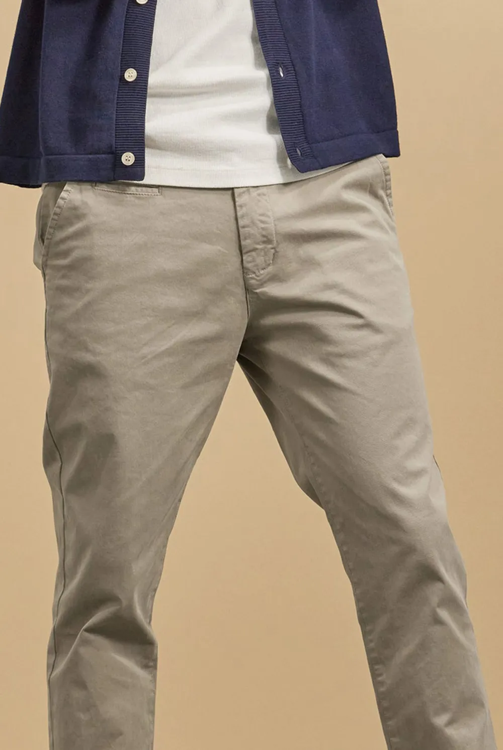 Solid Color Cotton Slim Fit Trousers
