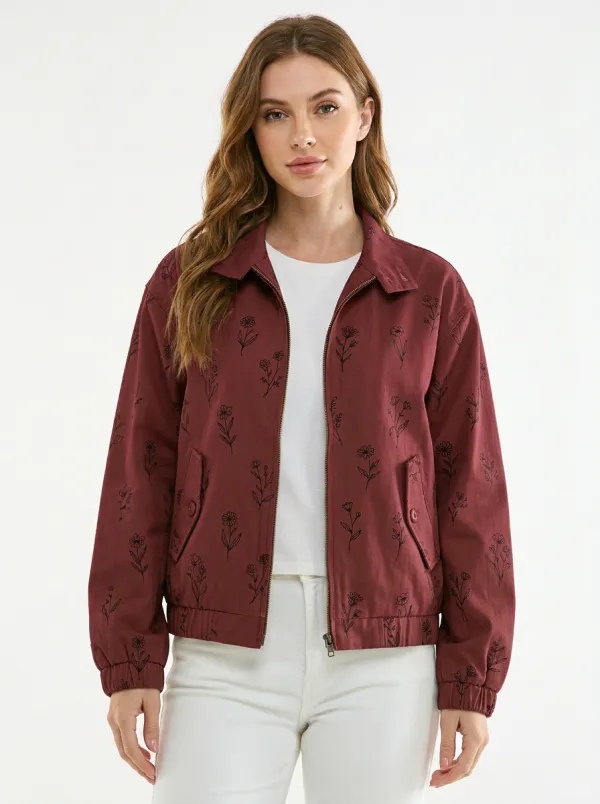 Women's Willow Botanical Wildflower Printed Jacket