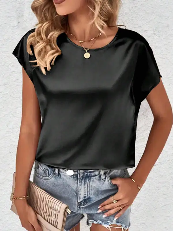 Batwing Sleeve Relaxed Round Neck T-Shirt