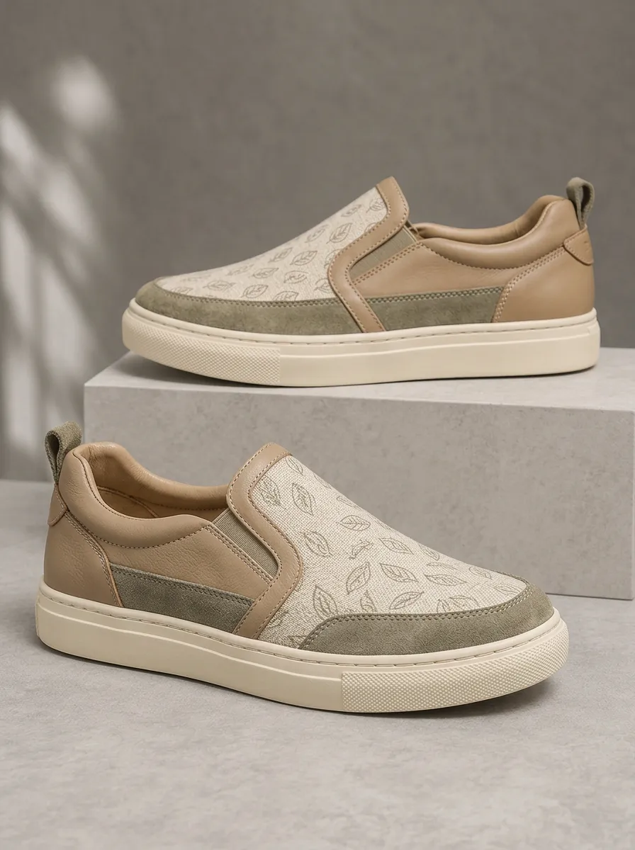 Men's Expressive Casual Leaf Pattern Patterned Slip-on Relaxed Skate Shoes