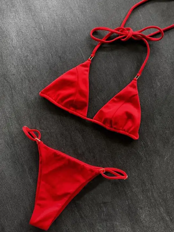 Three Point Split Bikini Top Swim Set