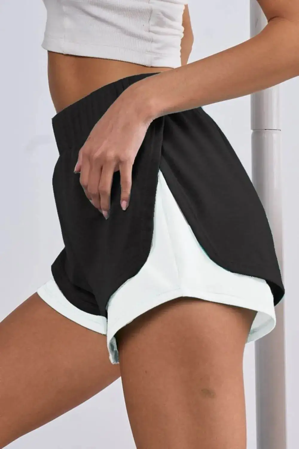 French Terry Knit Color Block with Sid Slit Shorts