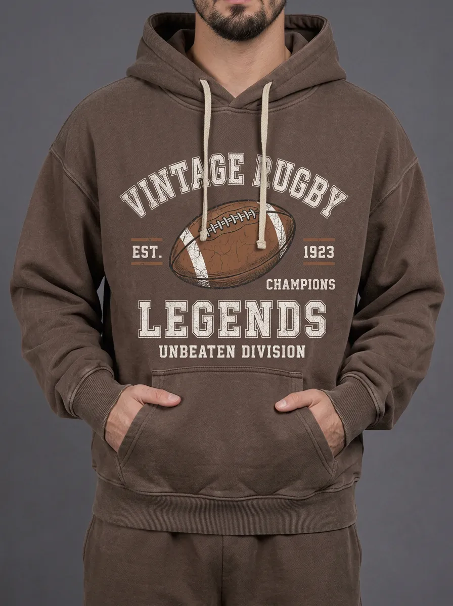 Men's Vintage Rugby Legends Football Printed Hoodie