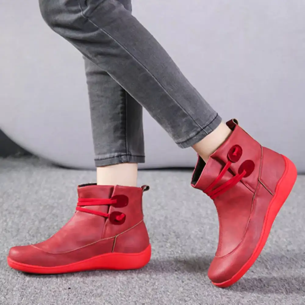 Button Detail Ankle Boots