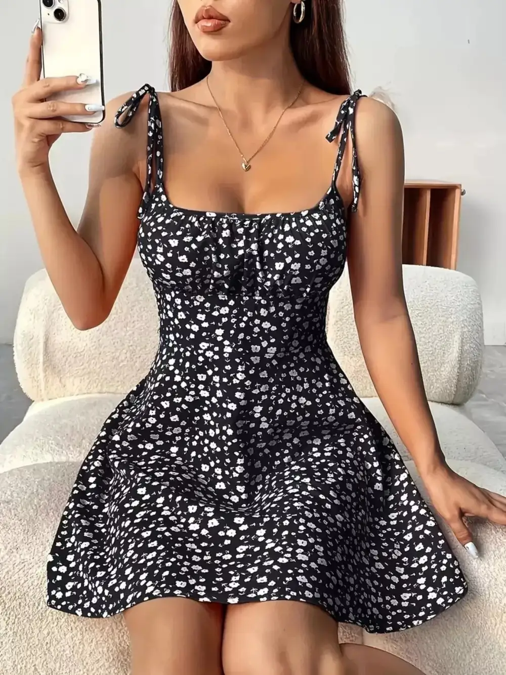 Soft Touch Floral Printed Mini Dress