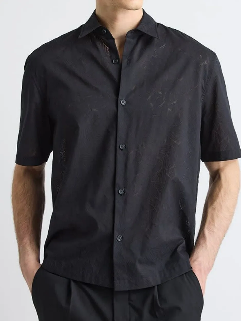 Black Casual Style Short-Sleeve Shirt