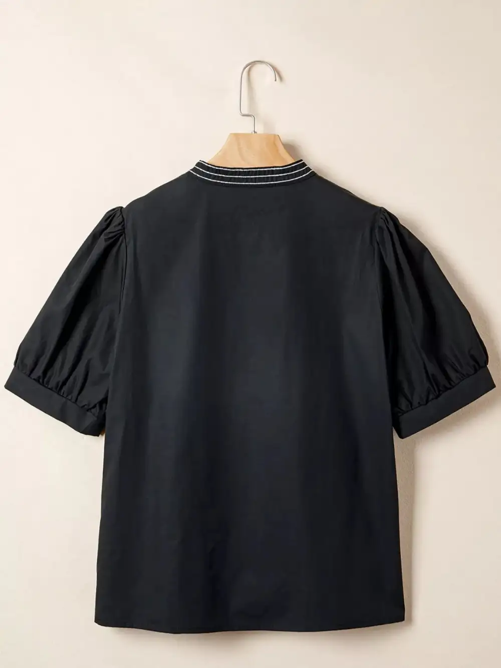 Notched Puff Sleeve Blouse