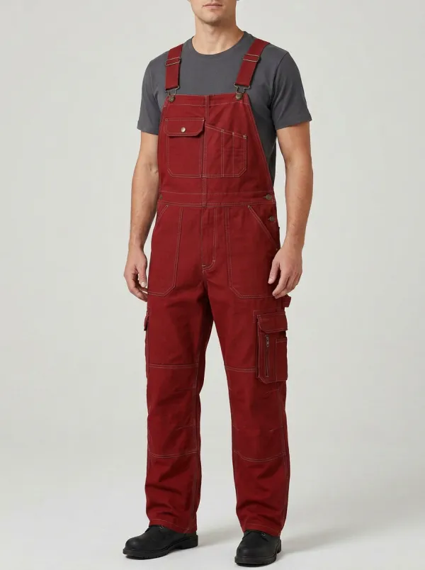 Men's Modern Multi-Pocket Cargo Bib Work Overalls