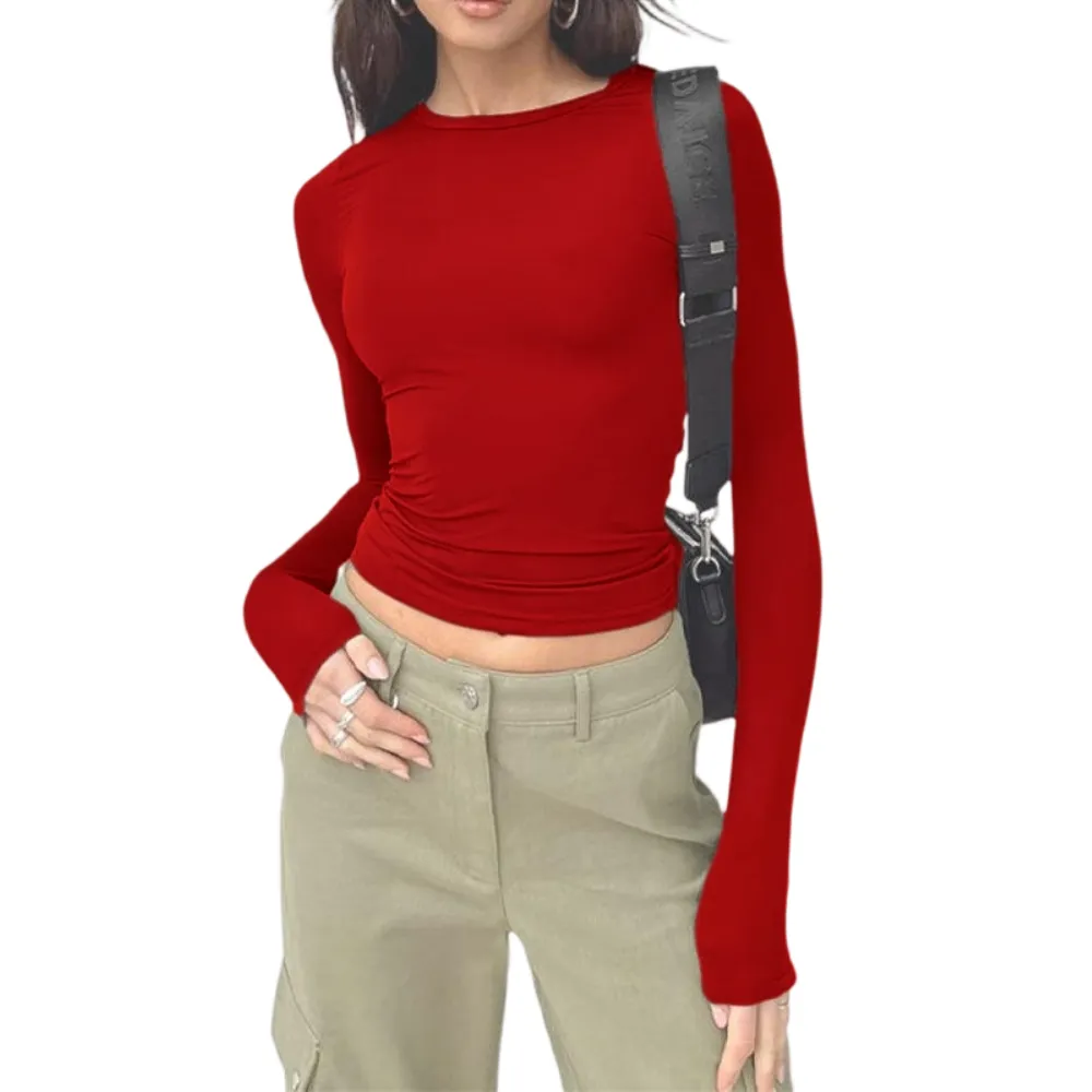 Women's Solid Long Sleeve Sports Tee
