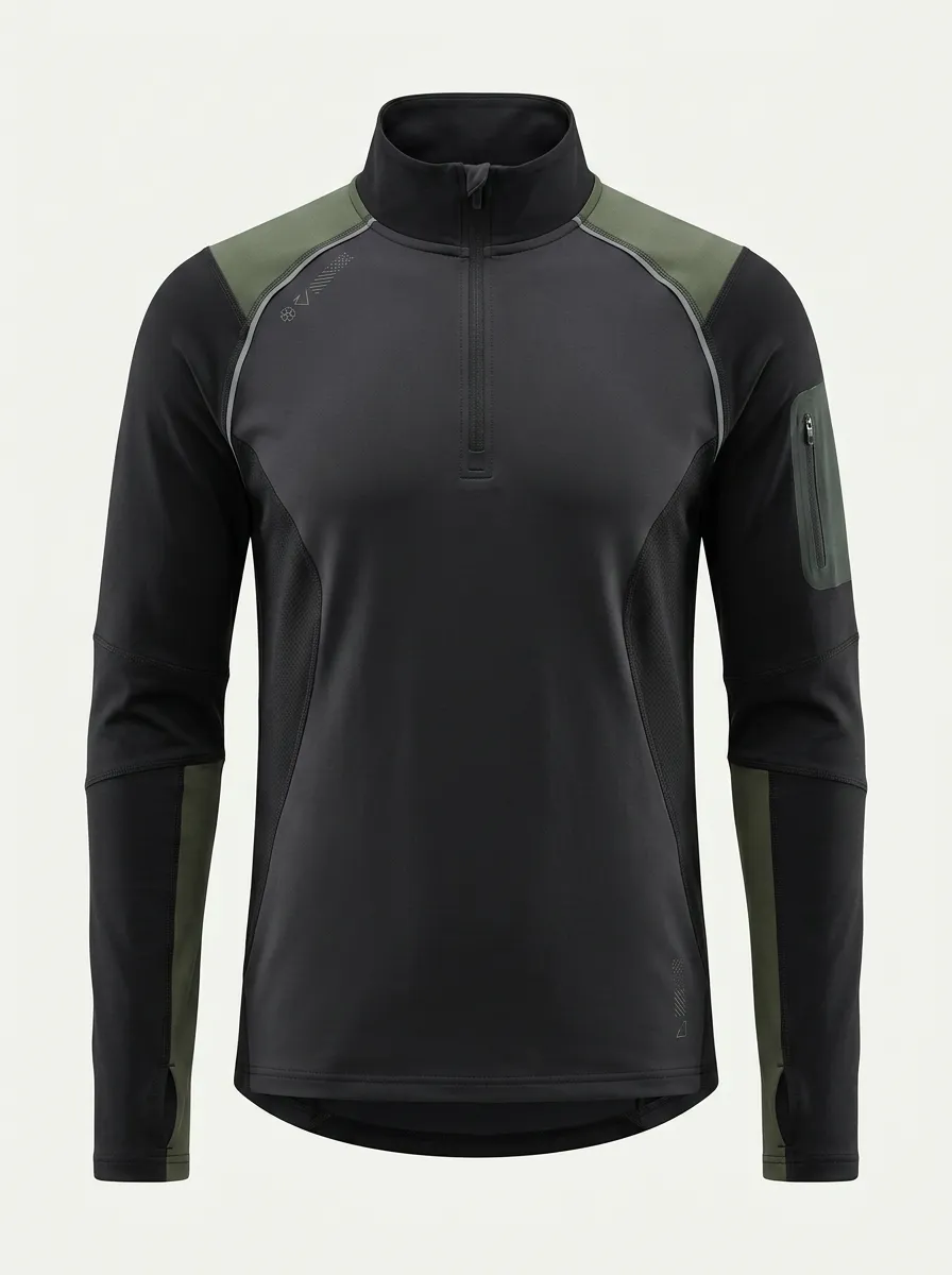 Men's Tactical Outdoor Sport Quarter-Zip Printed Long Sleeve Shirt