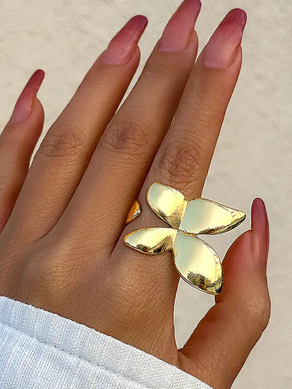 Butterfly Motif Geometric Ring