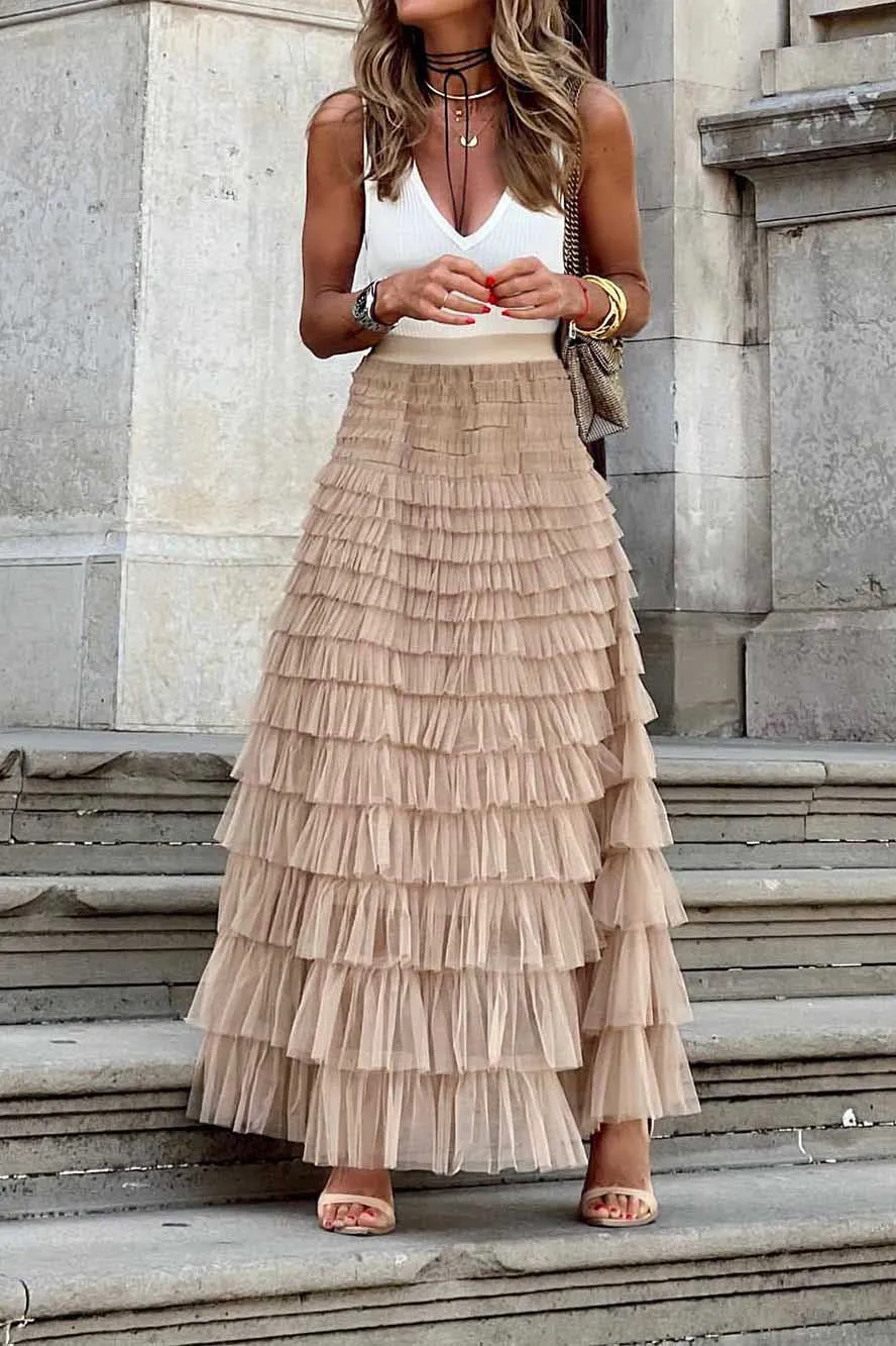 Layered Mesh Boho Skirt