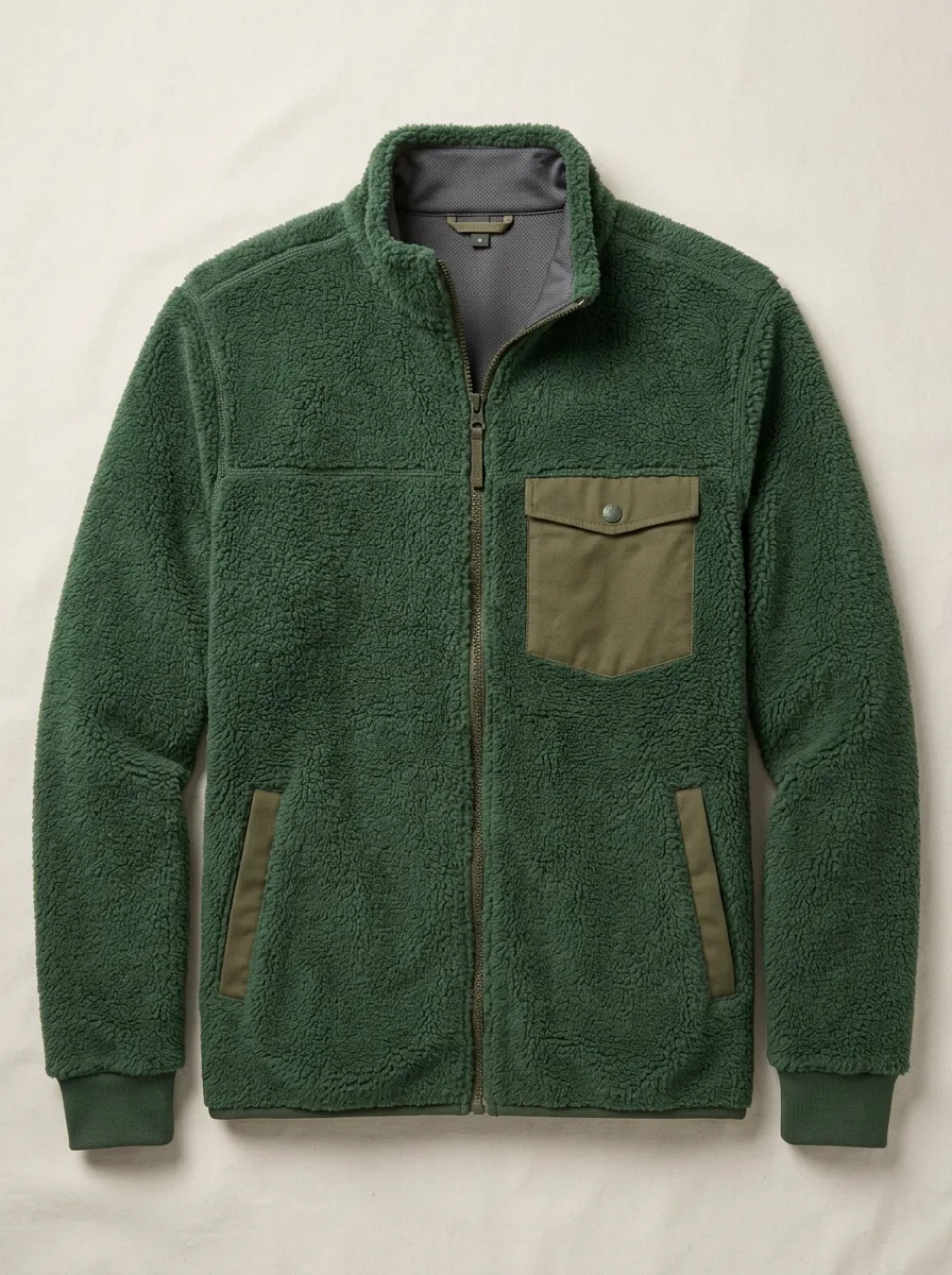 Forest Sherpa Fleece Zip Jacket