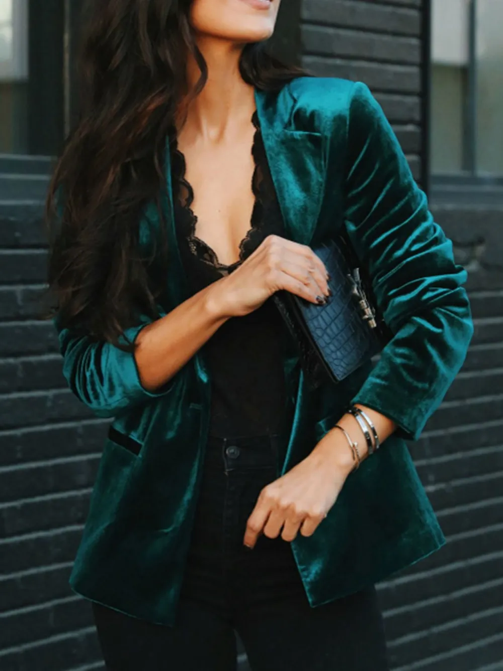 Button-Up Lapel-Collar Blazer