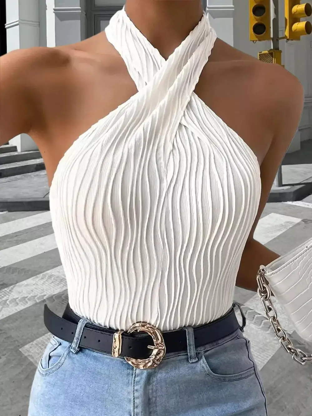 Textured Halter Neck
