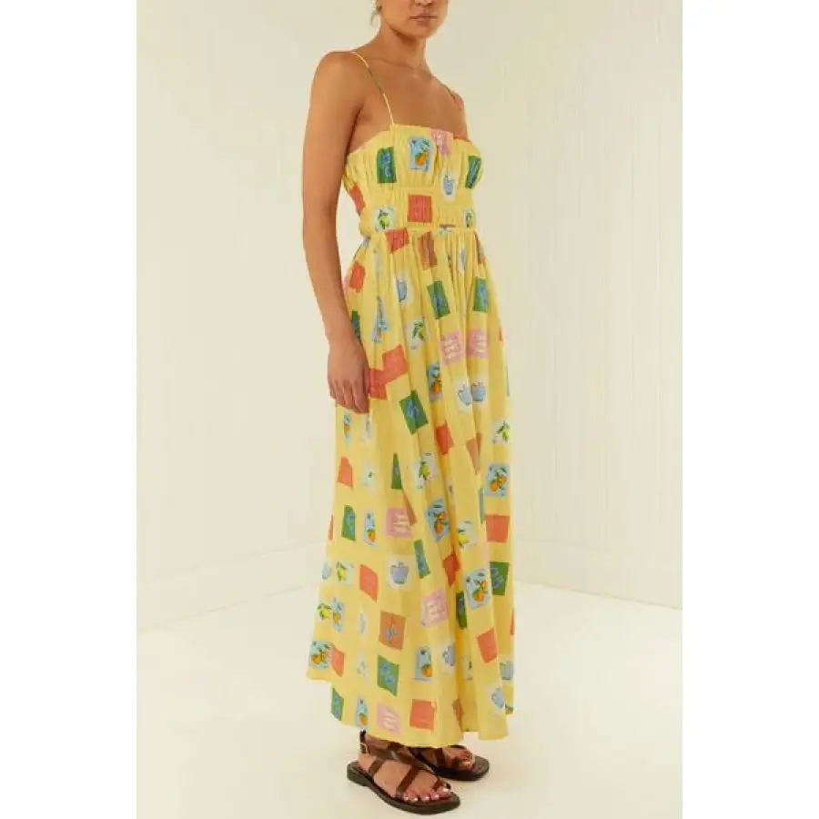 Modern Printed Square Neck Maxi Cami Dress