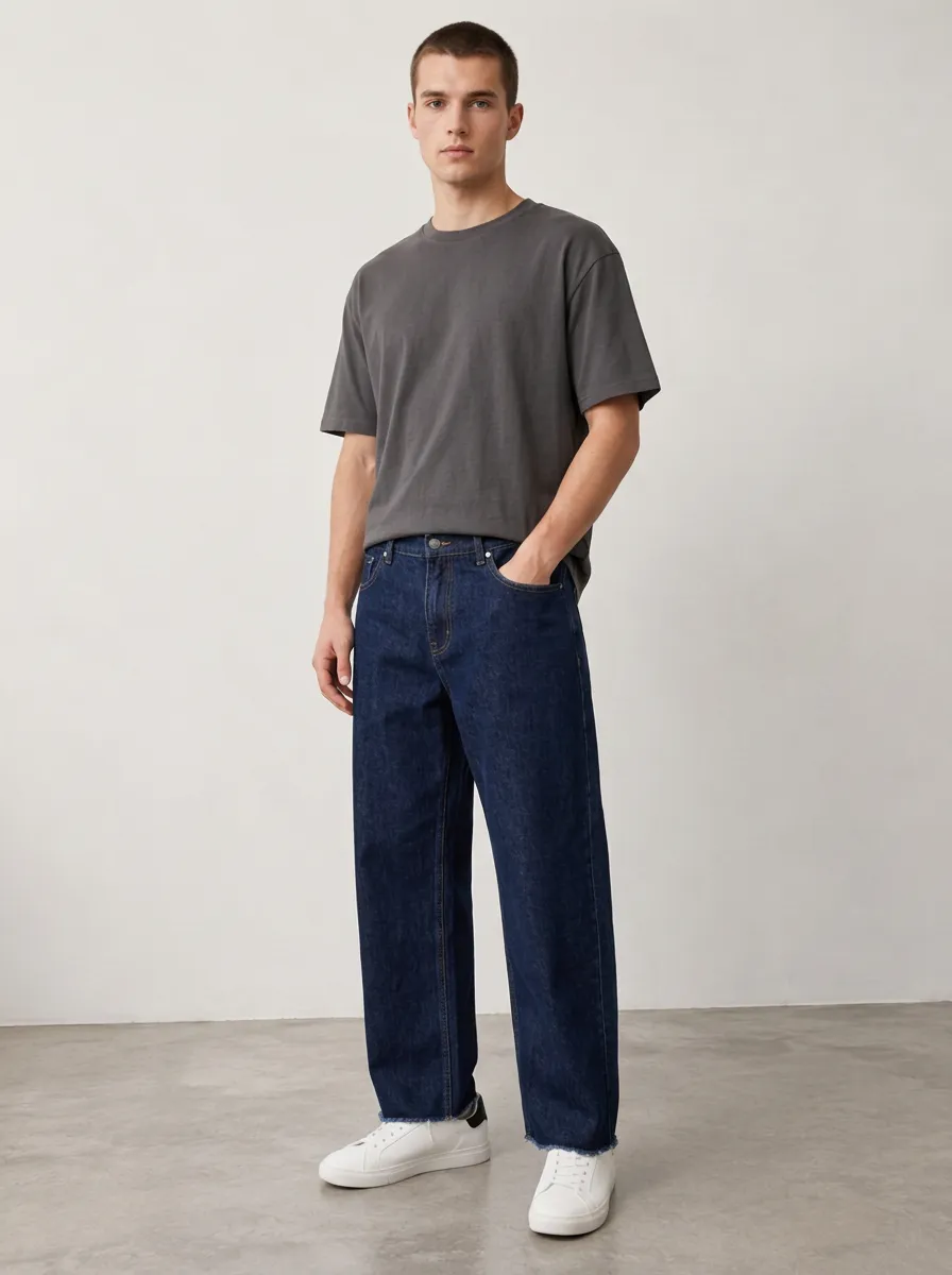 Men's Washed Loose Denim Jeans