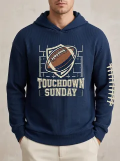 Men's American Football Touchdown Sunday Printed Waffle Hoodie
