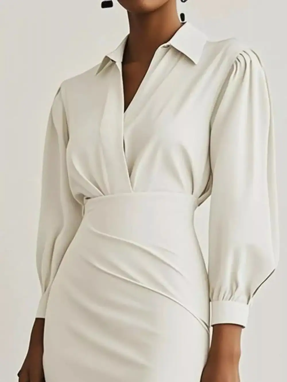 Comfort Fit Ruched Slit Midi Dress
