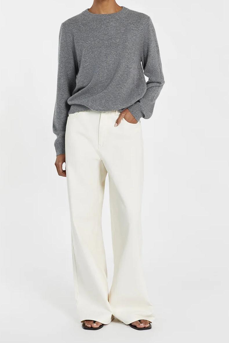 GREY CASHMERE KNIT JUMPER