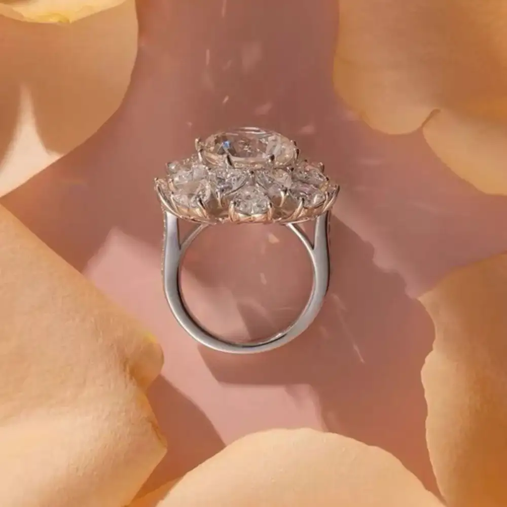 Elegant Sparkle Sterling Silver Moissanite Ring
