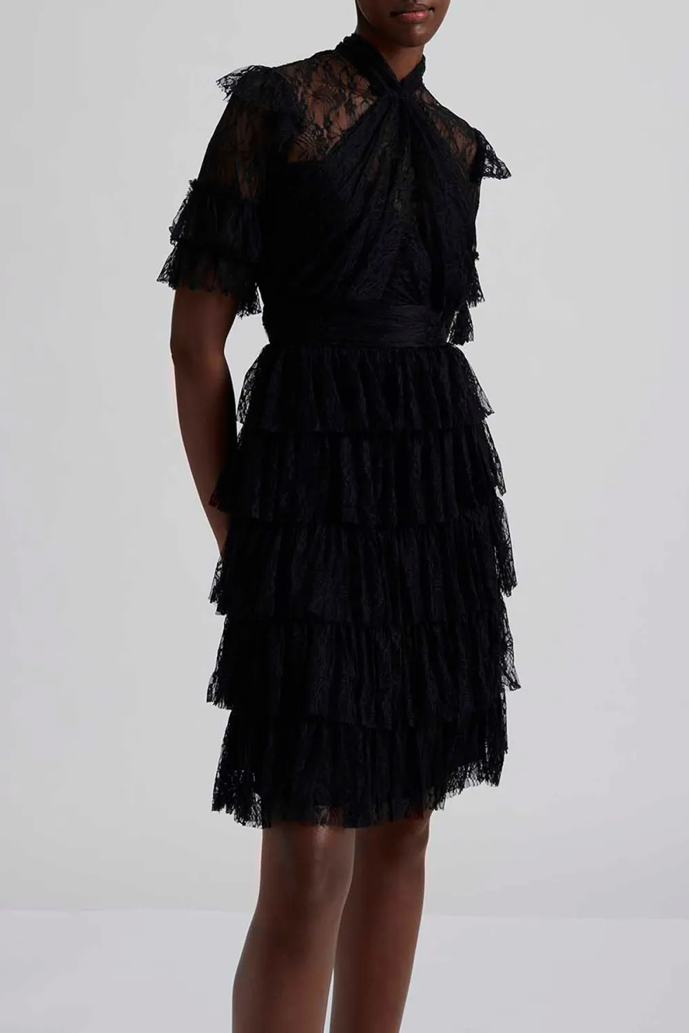 Ruffled Lace Mini Dress