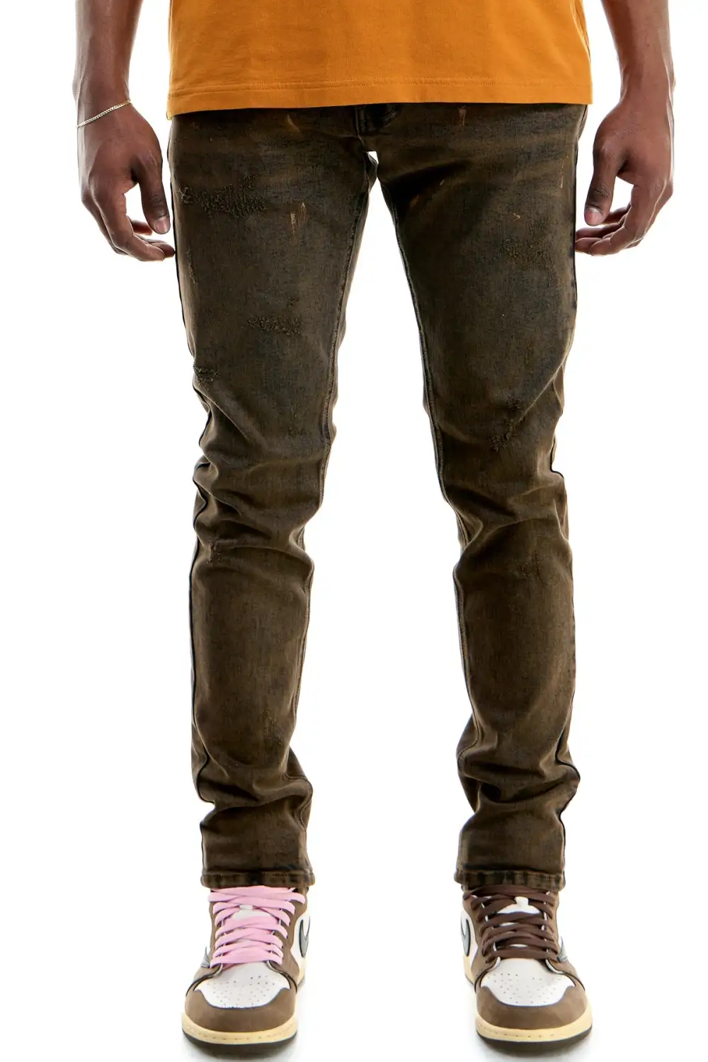 Men's Skinny Distressed Paint Splatter Jeans