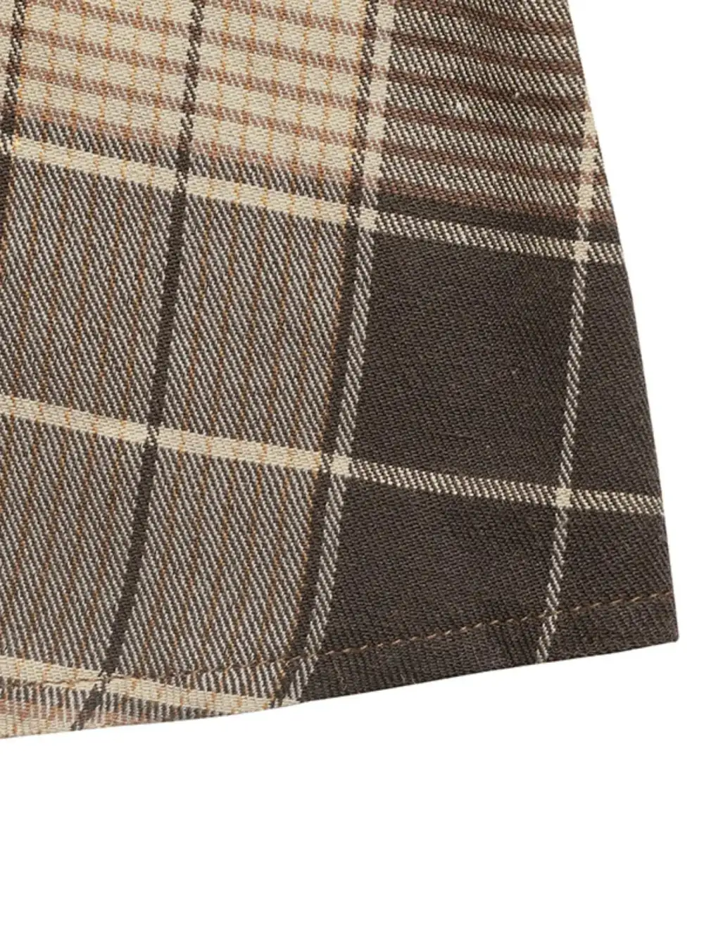 Textured Detail Plaid Button Front Long Sleeve Dress