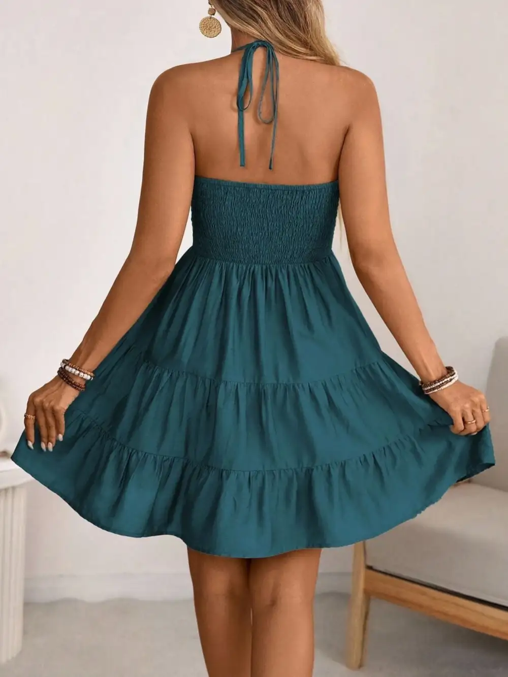 Tiered Halter Casual Dress