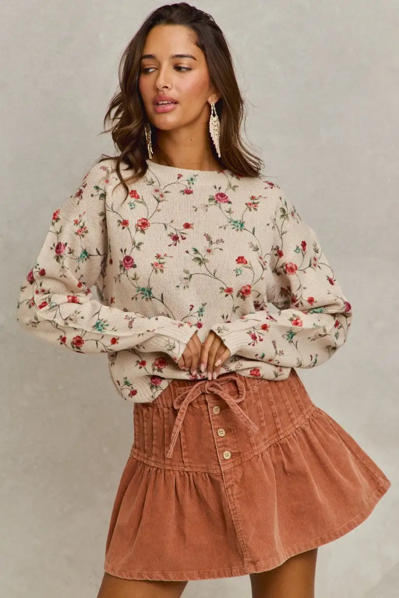 Button Front Flared Skirt