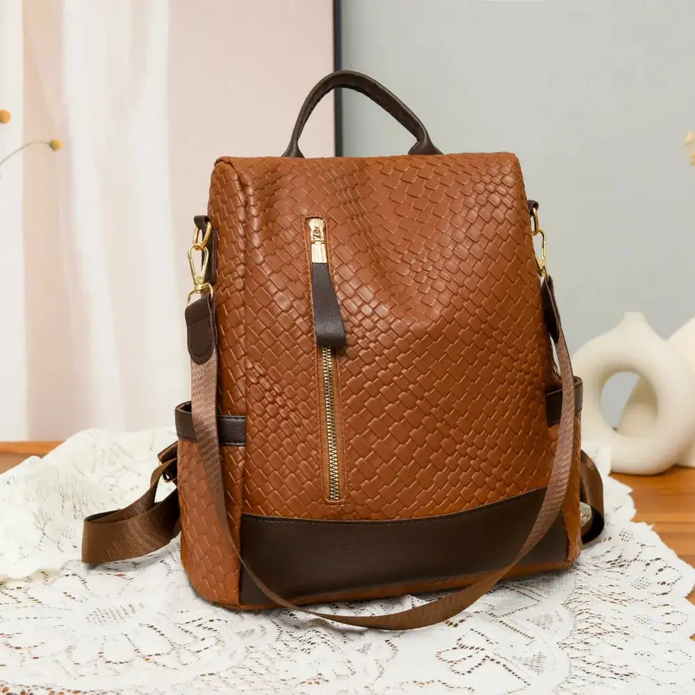 Faux Leather Backpack Camping Bag