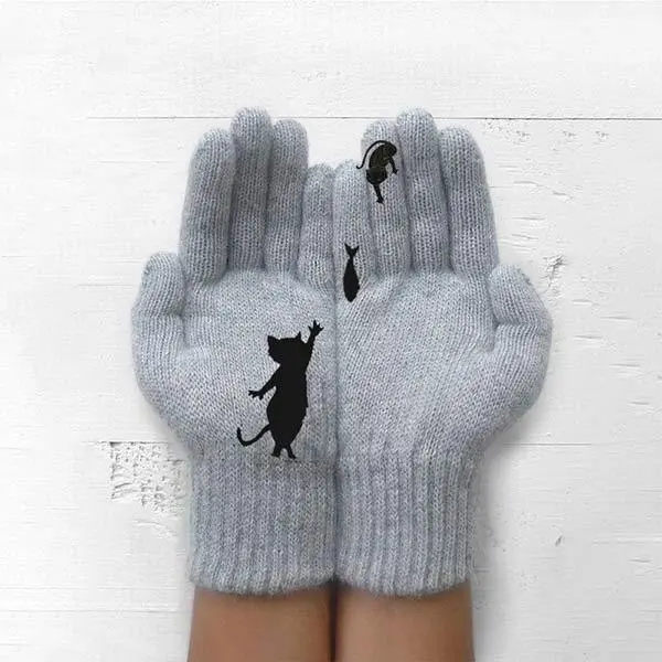 Women'S Wool Warm Winter Print Gloves 00594876C