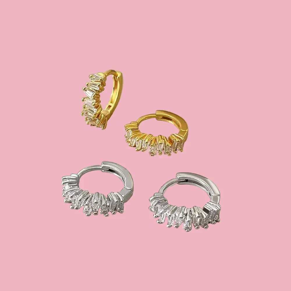 Baguette Asymmetric Hoop Earrings