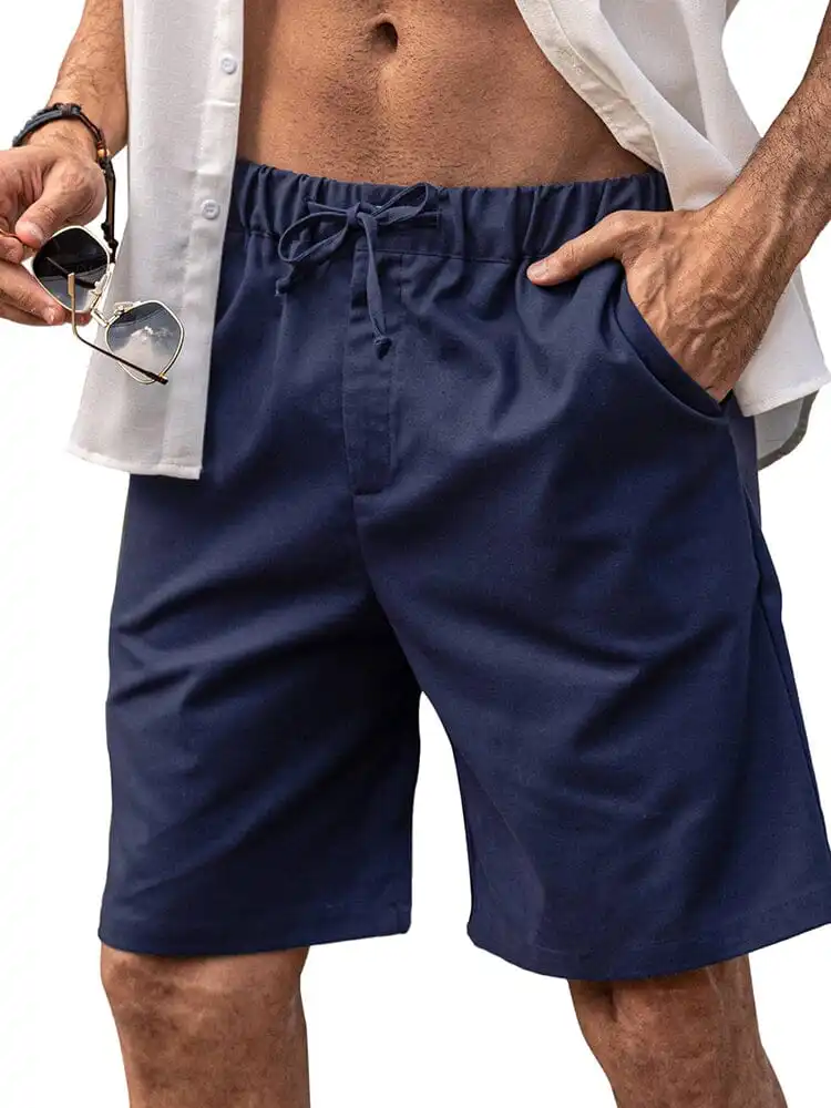 Classic Elastic Waist Linen Shorts