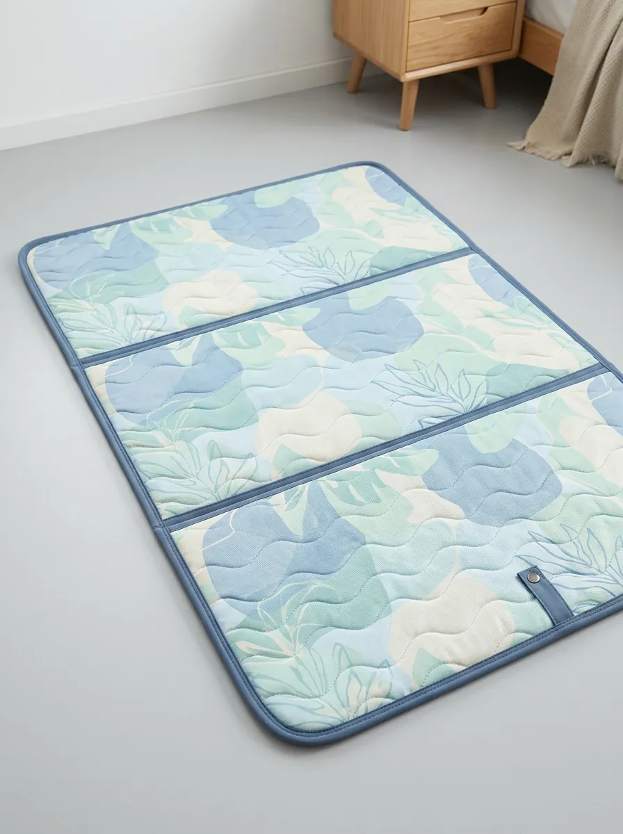 Summer Cooling Blue Tropical Leaf Pattern Cooling Mat