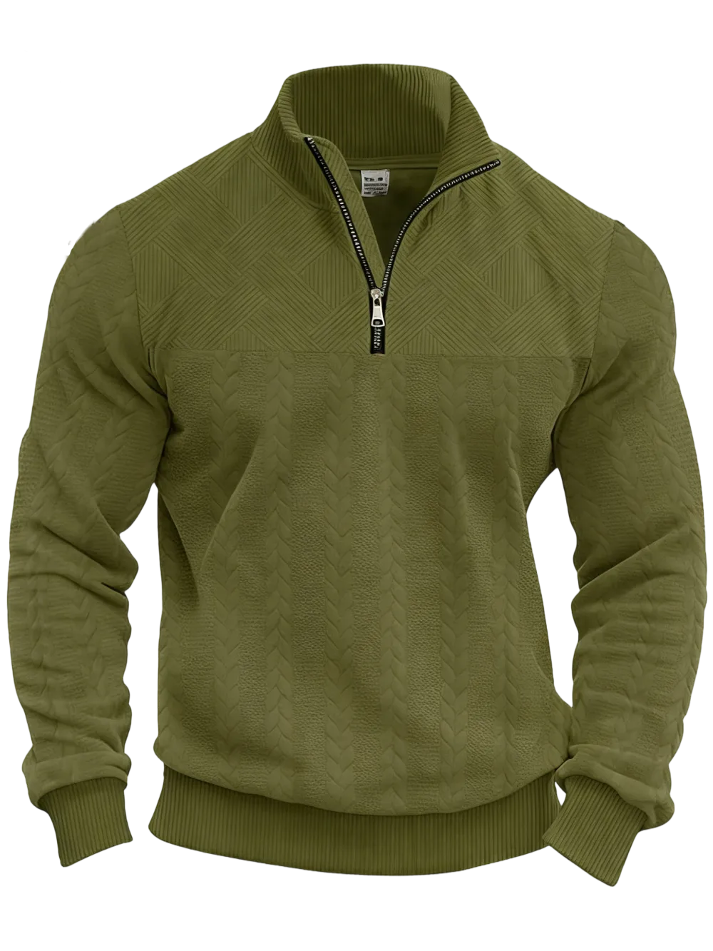 Men's solid color half-zip stand collar sweater