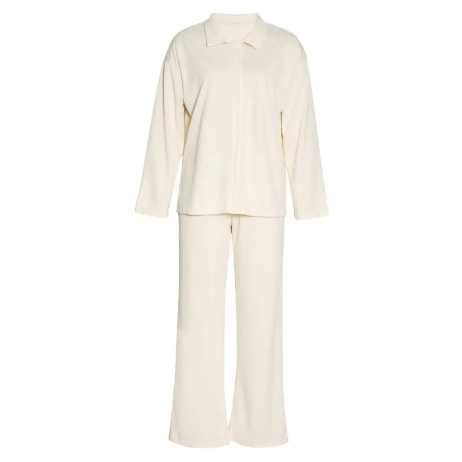 Collared Neck Long Sleeve Top and Drawstring Pants Set