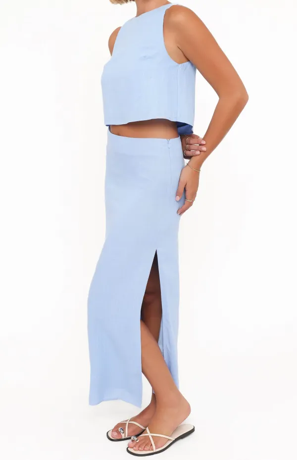 Linen High Rise Column Skirt