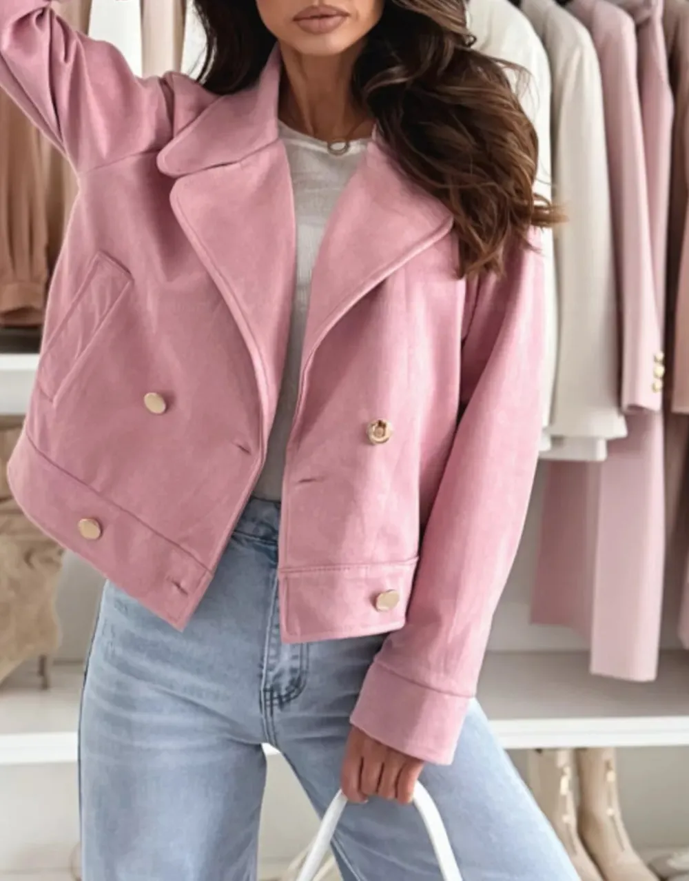 Double-breasted Lapel Collar Jacket