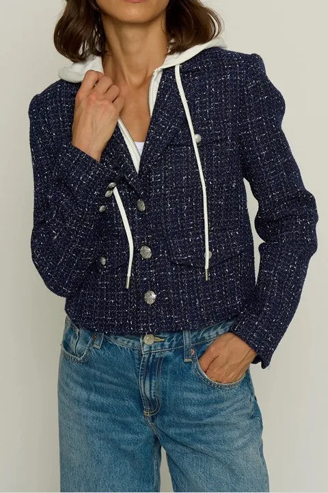Navy Tweed Hooded Dickie Blazer