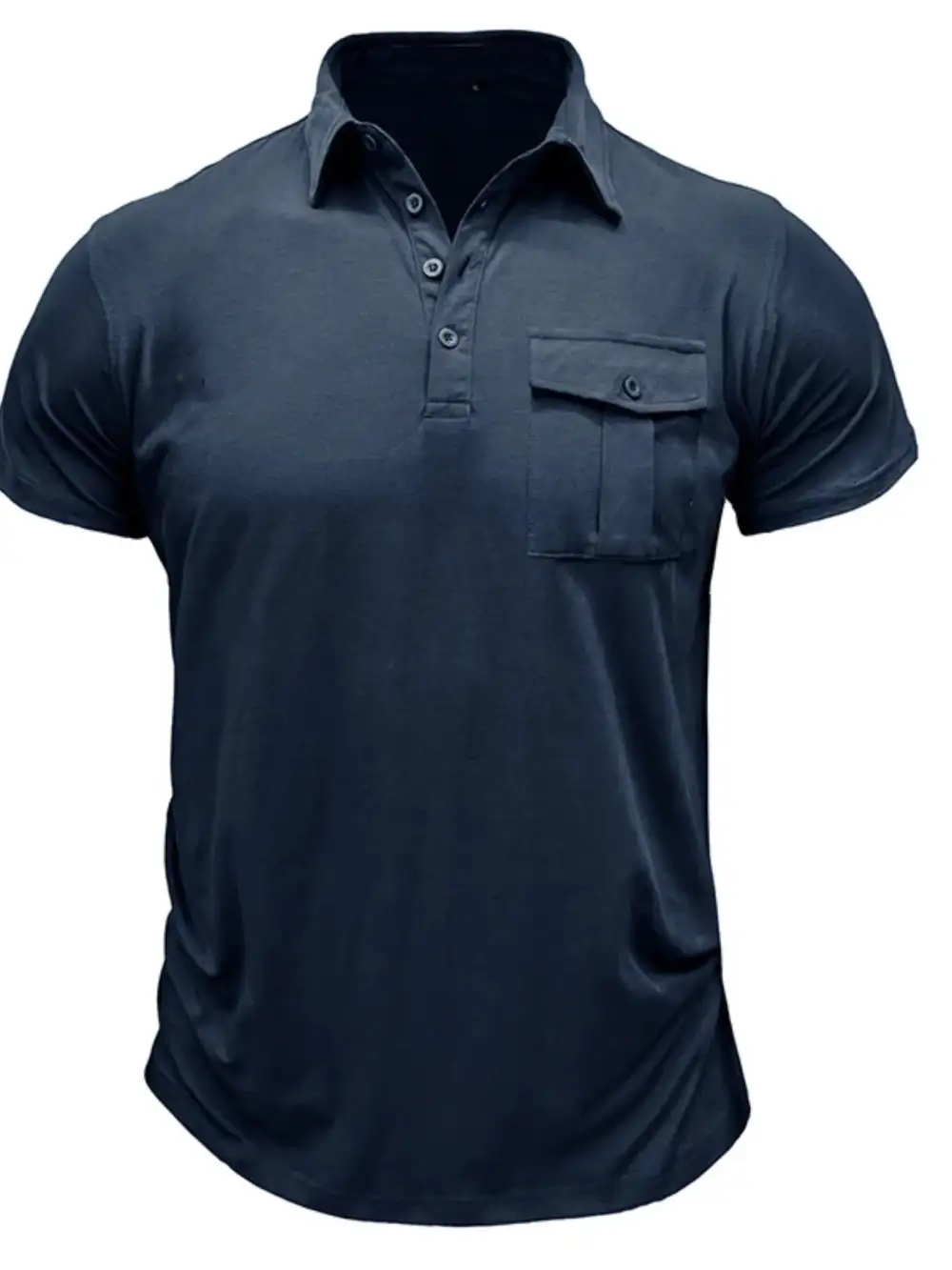 Stand-Collar Pocketed Polo Shirt
