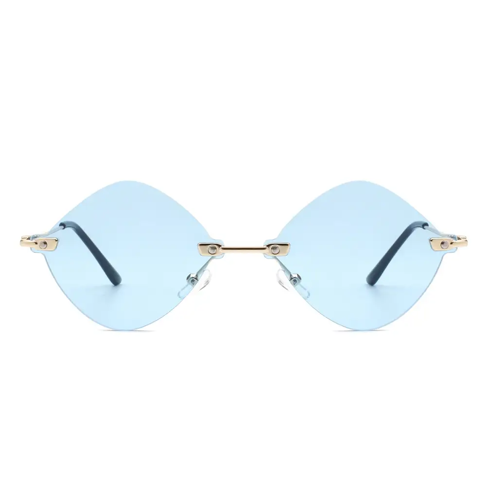 Round Rimless Frame Sunglasses